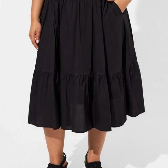 Torrid Black Tiered Midi Peasant Skirt - Picture 2 of 10